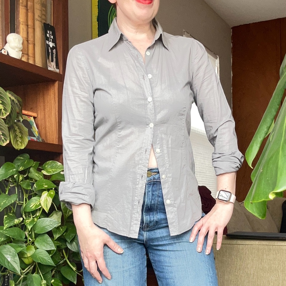 J. Crew Silver Gray Women's Button-Up Shirt